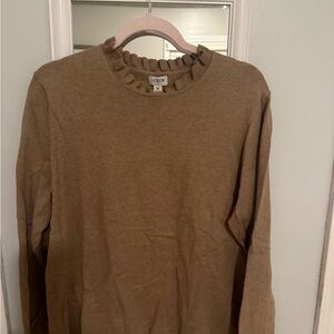 J. Crew Camel Ruffle Collar Sweater